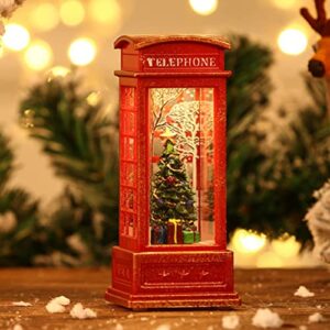 airshi snow globe lantern, 3pcs lr44 button battery telephone booth designed pc christmas decorations for ktv (christmas tree)