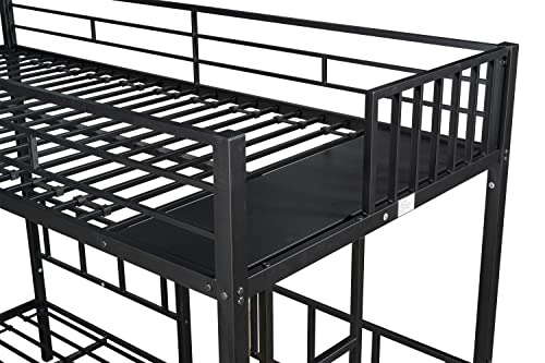 DEYOBED Full Over Twin and Twin Wooden Detachable Triple Bed Bunk Bed with 2 Drawers - Functional Sleep and Organization Setup for 3 Kids and Teens