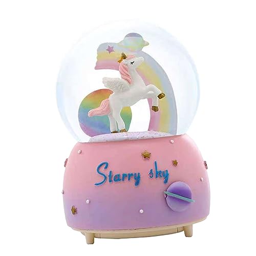 Garneck Music Box Decoration Teenage Girl Gifts Music Decor Desktop Decor Light up Snow Globe Desk Topper Lighted Snow Globe Cartoon Unicorn Snow Globe Snow Globe Ornament Snow Globe Decor