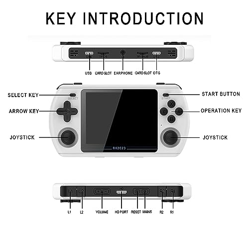 Handheld Video Game Console Retro Game Console 3.5'' IPS 640*480 Screen Portable Game Console Support TV Connection and Save Game-Black||RK2023(16G+256G)