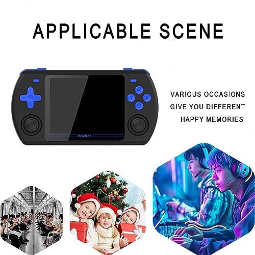 Handheld Video Game Console Retro Game Console 3.5'' IPS 640*480 Screen Portable Game Console Support TV Connection and Save Game-Black||RK2023(16G+256G)