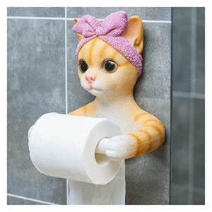 TOWEL BAR RACK Roll Holder Paper Holder Toilet Paper Holder Cartoon Hairband Cat Bathroom Toilet Paper Roll Holder Wall Mount Resin Cute Adhesive Toilet Paper Dispenser With Elastic Rod For Kitchen Li