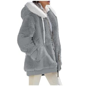 plus size women's winter coats,women winter coat fuzzy fleece jacket hooded colorblock cardigan coat oversized fluffy sherpa outerwear with pockets womens winter coats long packable(s,multicolor)