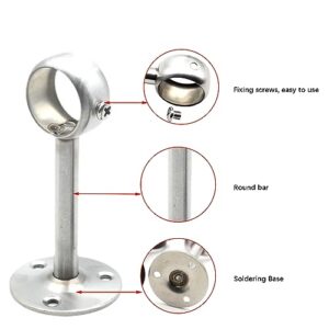 kingsea 1Inch Stainless Steel Ceiling Mount Rod Bracket Curtain Rod Flange Rod Holder Towel Rod Kitchen Hanging Rod Shower Curtain Rod Holder Flange Socket Closet,6PCs,Silver