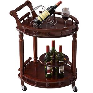 pochy multipurpose catering trolley serving cart kitchen trolley island cart 2 tier trolley solid wood wine rack mobile unit organizer home removable