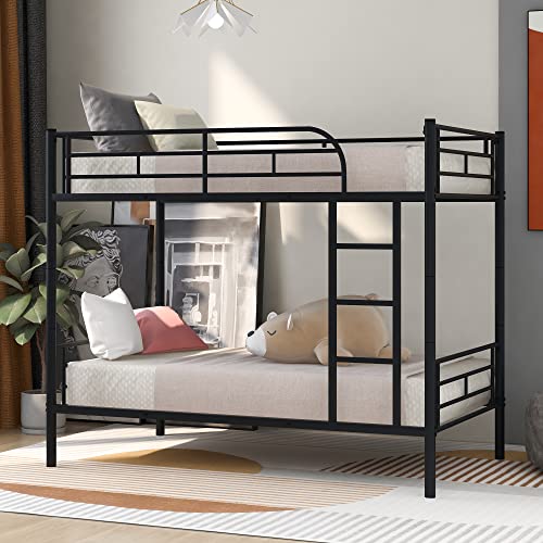 Tidyard Twin Over Twin Metal Bunk Bed (Black) for Bedroom Dorm Guest Room Home Furniture