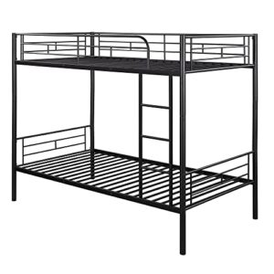 Tidyard Twin Over Twin Metal Bunk Bed (Black) for Bedroom Dorm Guest Room Home Furniture