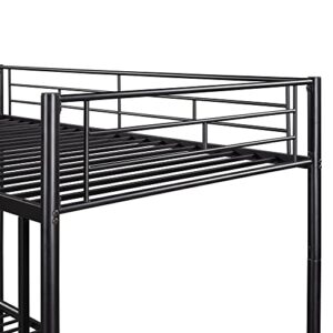 Tidyard Twin Over Twin Metal Bunk Bed (Black) for Bedroom Dorm Guest Room Home Furniture