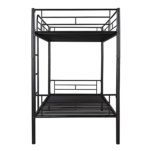 Tidyard Twin Over Twin Metal Bunk Bed (Black) for Bedroom Dorm Guest Room Home Furniture