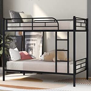 Tidyard Twin Over Twin Metal Bunk Bed (Black) for Bedroom Dorm Guest Room Home Furniture