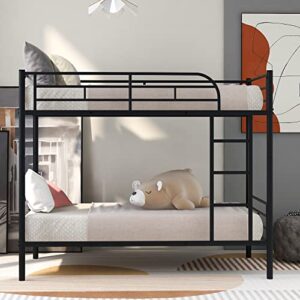 Tidyard Twin Over Twin Metal Bunk Bed (Black) for Bedroom Dorm Guest Room Home Furniture