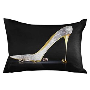 maliyand body pillow covers,sexy diamond high heels white golden black decorative pillow cover pillow case cushion cover for bed sofa couch home decor 20"x30"