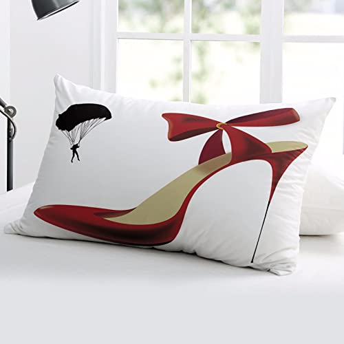 Maliyand Body Pillow Covers,Sexy Red High Heels Pattern Decorative Pillow Cover Pillow Case Cushion Cover for Bed Sofa Couch Home Decor 20"x26"