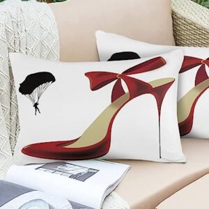 Maliyand Body Pillow Covers,Sexy Red High Heels Pattern Decorative Pillow Cover Pillow Case Cushion Cover for Bed Sofa Couch Home Decor 20"x26"