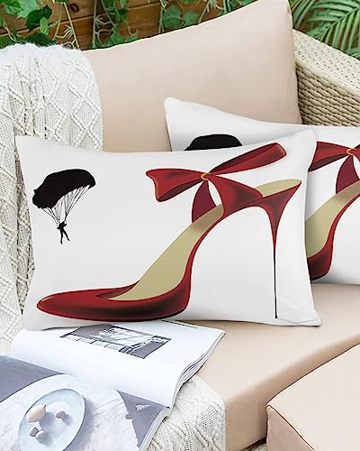 Maliyand Body Pillow Covers,Sexy Red High Heels Pattern Decorative Pillow Cover Pillow Case Cushion Cover for Bed Sofa Couch Home Decor 20"x26"