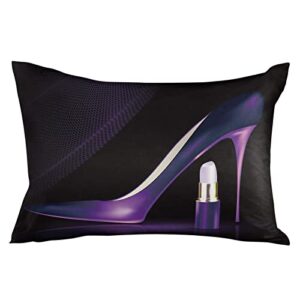 maliyand body pillow covers,purple lipstick and high heel black decorative pillow cover pillow case cushion cover for bed sofa couch home decor 20"x30"