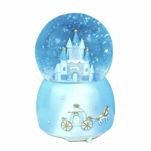 snow globe castle crystal ball automatic snowfall musical rotating crystal ball with 7 color changing lights music box castle for girls boys xmas santa
