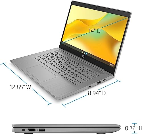 HP Chromebook 14 Inch Laptop for Students Home, Quad-Core Intel Celeron N4120, Intel UHD Graphics 600, 4GB LPDDR4X 4266MHz RAM, 64GB eMMC, Long Battery Life, HD Webcam, HDMI, Chrome OS, Modern Gray