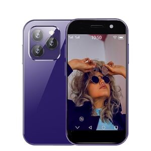hipipooo xs14pro mini 3g smartphone 3.0 inch quad core dual sim 2gb ram 16gb rom sim 2600mah unlocked card android small mobile phone student pocket cellphone (purple)