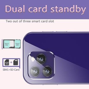 Hipipooo XS14Pro Mini 3G Smartphone 3.0 Inch Quad Core Dual Sim 2GB RAM 16GB ROM Sim 2600mAh Unlocked Card Android Small Mobile Phone Student Pocket Cellphone (Purple)