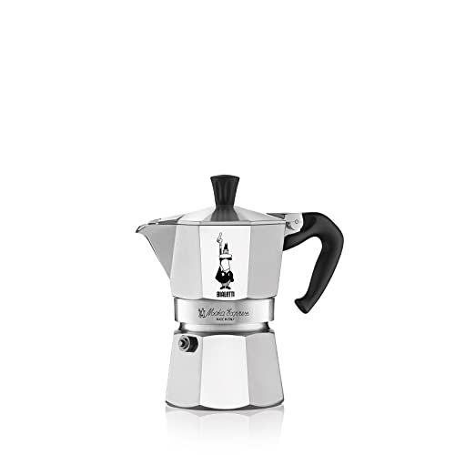 Bialetti - Moka Express: Iconic Stovetop Espresso Maker, Makes Real Italian Coffee, Moka Pot 3 Cups (4.3 Oz - 130 Ml), Aluminium, Silver