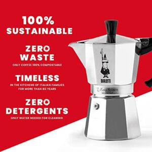 Bialetti - Moka Express: Iconic Stovetop Espresso Maker, Makes Real Italian Coffee, Moka Pot 3 Cups (4.3 Oz - 130 Ml), Aluminium, Silver