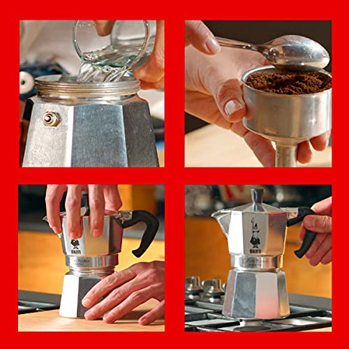 Bialetti - Moka Express: Iconic Stovetop Espresso Maker, Makes Real Italian Coffee, Moka Pot 3 Cups (4.3 Oz - 130 Ml), Aluminium, Silver