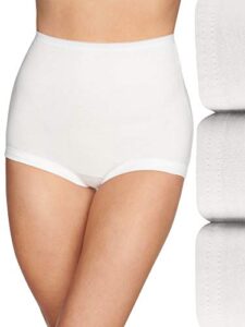 vanity fair women's lollipop plus size brief panties 15861, covered leg opening-white (3 pack), 7