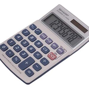 Sharp HO EL240SB 8 Digit Solar and Battery Powered Slant Display Calculator, White, 2 3/4 x 4 1/2 (EL240SAB)