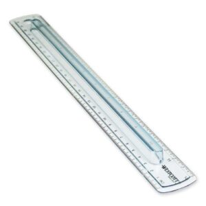 westcott 00402 smoke gray plastic ruler with finger grip, 12 inch