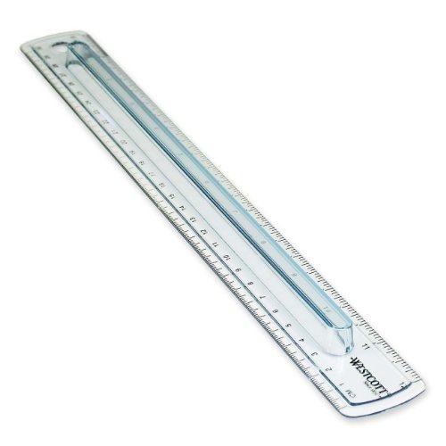 Westcott 00402 Smoke Gray Plastic Ruler with Finger Grip, 12 Inch