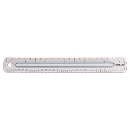 Westcott 00402 Smoke Gray Plastic Ruler with Finger Grip, 12 Inch