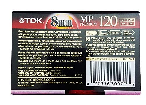 TDK P6120MP 8mm MP Premium Video Tape