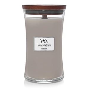 woodwick large hourglass candle fireside, gray, 21 ounce