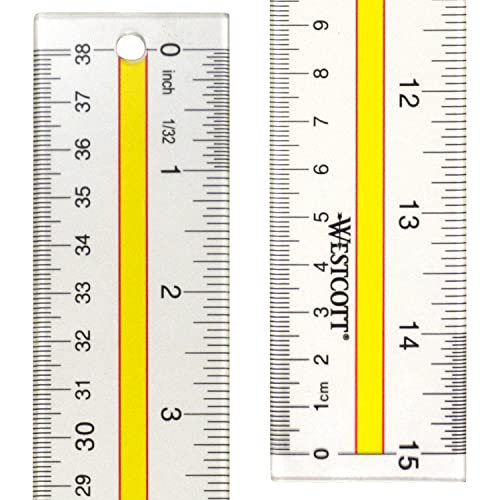 Westcott Acrylic Data Highlight Reading Ruler With Tinted Guide, 15" Clear