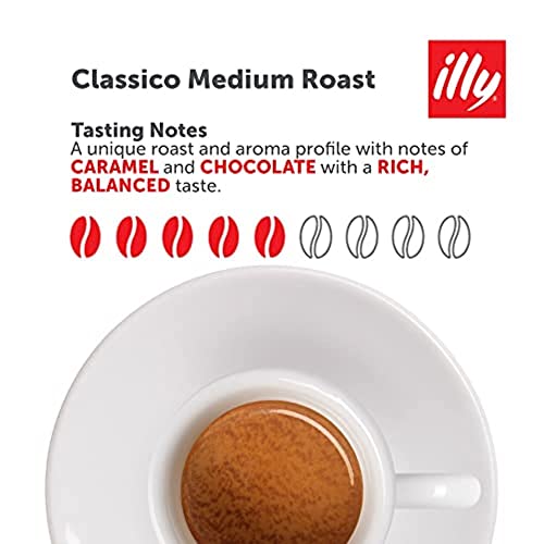 Illy Classico E.S.E. Pods , Medium Roast, Classic Roast with Notes of Chocolate & Caramel, 100% Arabica Coffee, All-Natural, No Preservatives, 18 Count (Pack of 1)