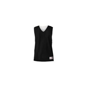 alleson athletic men's standard adult mesh reversible jersey, black/white, large