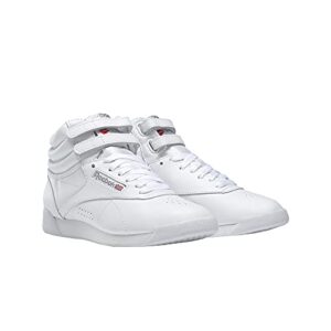 Reebok womens Freestyle Hi Sneaker, White/Silver 2, 7.5 US