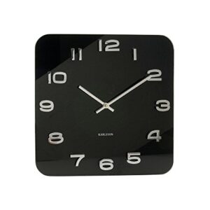 karlsson vintage square glass clock - black