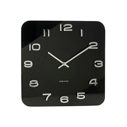 Karlsson Vintage Square Glass Clock - Black