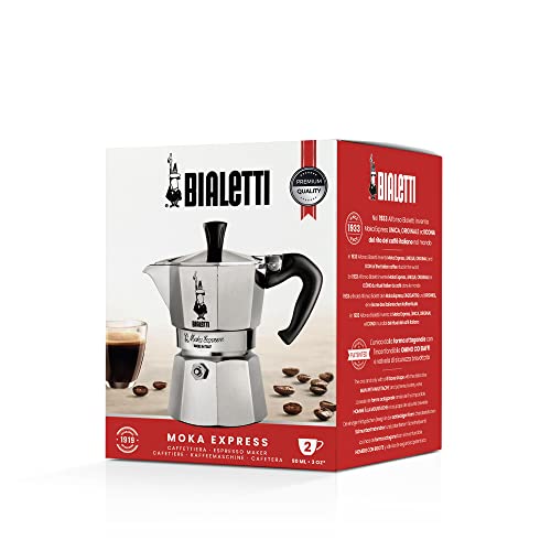 Bialetti Moka Express Export Espresso Maker,90 ml, Silver