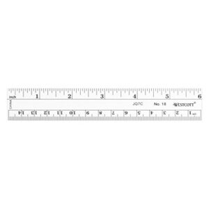 westcott 6-inch flexible metric ruler, clear