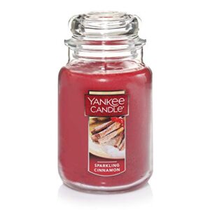 yankee candle sparkling cinnamon scented, classic 22oz large jar single wick candle, over 110 hours of burn time