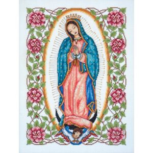 tobin caliente our lady of guadalupe counted cross stitch kit white 17" x 13"