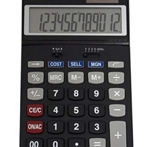 Victor 1180-3A 12-Digit Standard Function Calculator, Battery and Solar Hybrid Powered Adjustable Angle LCD Display, Great for Home and Office Desks, Black