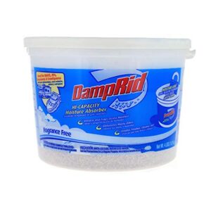 damprid moisture absorber hi-capacity bucket, 4 lb., fragrance free, for fresher, cleaner air in large spaces, lasts up to 6 months, no electricity required