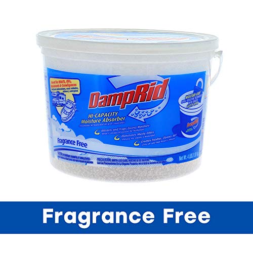 DampRid Moisture Absorber Hi-Capacity Bucket, 4 lb., Fragrance Free, For Fresher, Cleaner Air in Large Spaces, Lasts Up To 6 Months, No Electricity Required