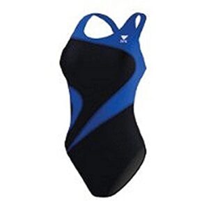 tyr women's standard alliance t-splice maxfit swimsuit, black/blue, 38