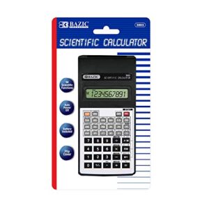 bazic scientific calculator 56 function w/flip cover, engineering calculators lcd display, for student professional, silver black, 1-pack