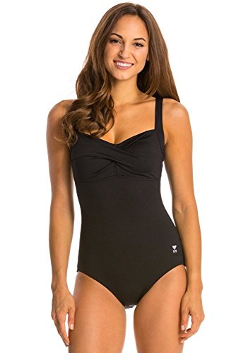 TYR Women's Twisted Bra Solid Controlfit Top (Black, 8)